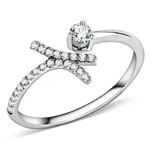 DA145 - High polished (no plating) Stainless Steel Ring with AAA Grade