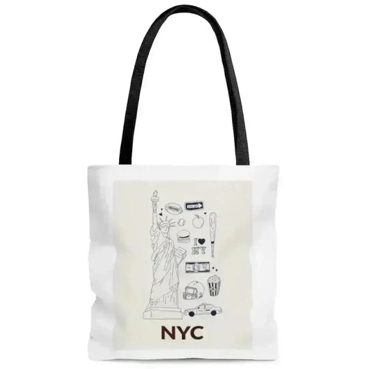NYC Tote Bag - Medium Polyester Shopper with City Symbols