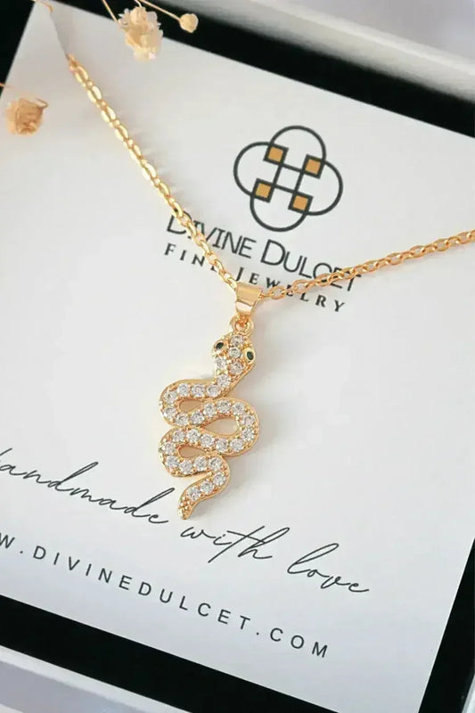 Slytherin Necklace - 24K Gold Plated CZ House Crest Pendant | Femstylo
