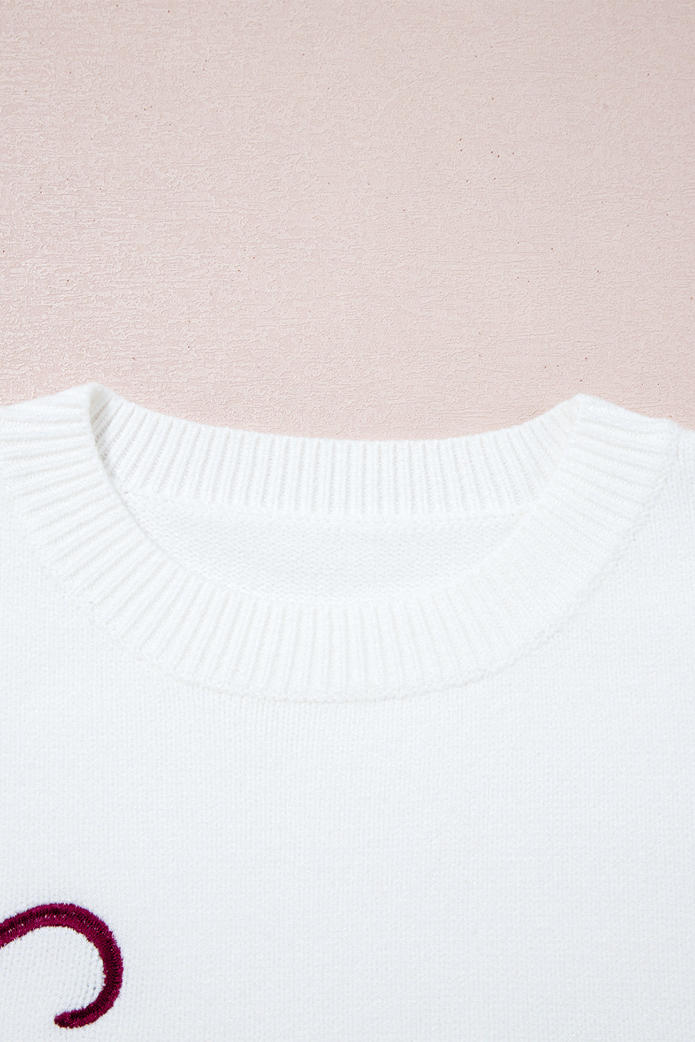 Peach Blossom Letter Embroidered Graphic Sweater