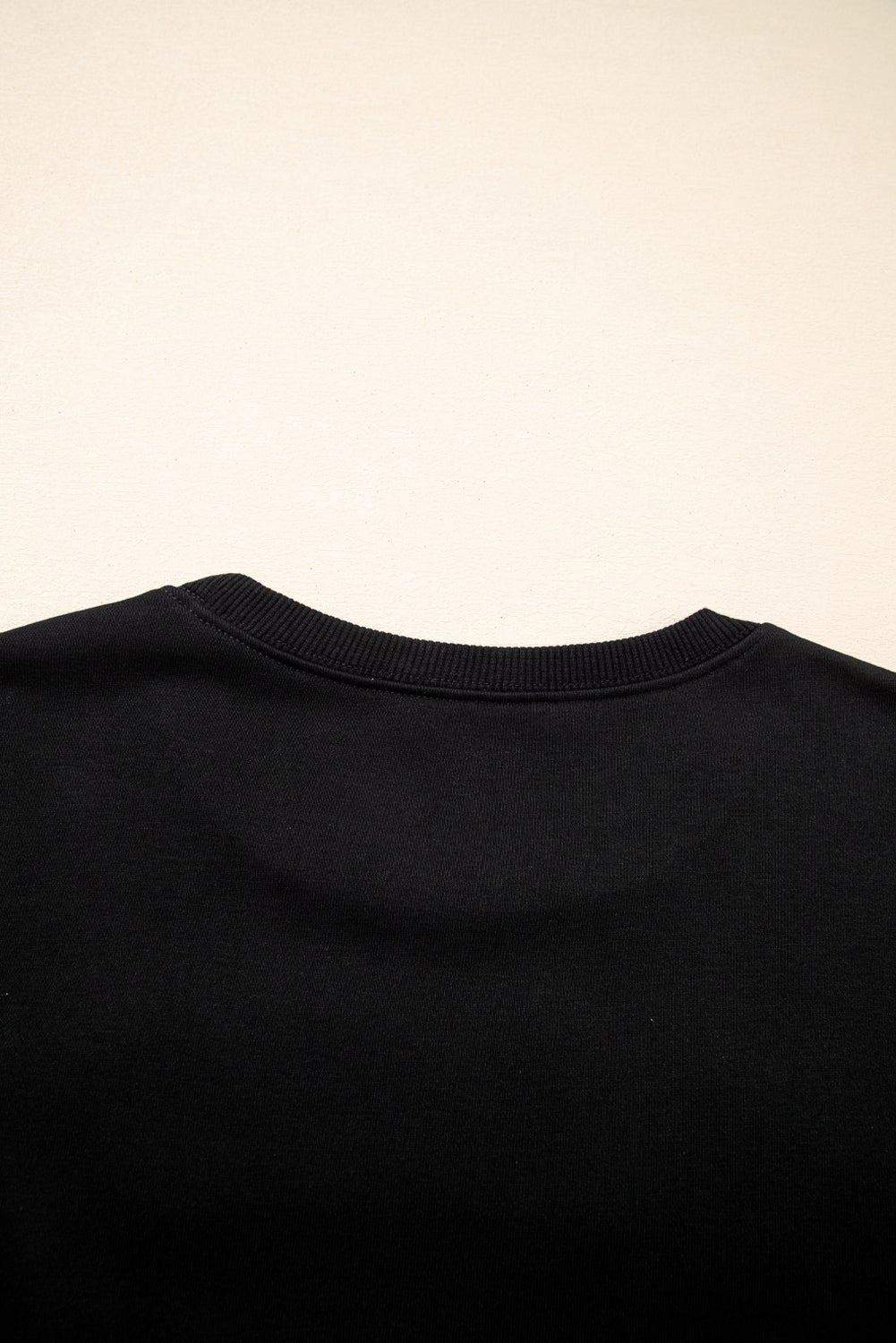 Black CLASSY UNTIL KICKOFF Plush Letter Patched Loose Sweatshirt