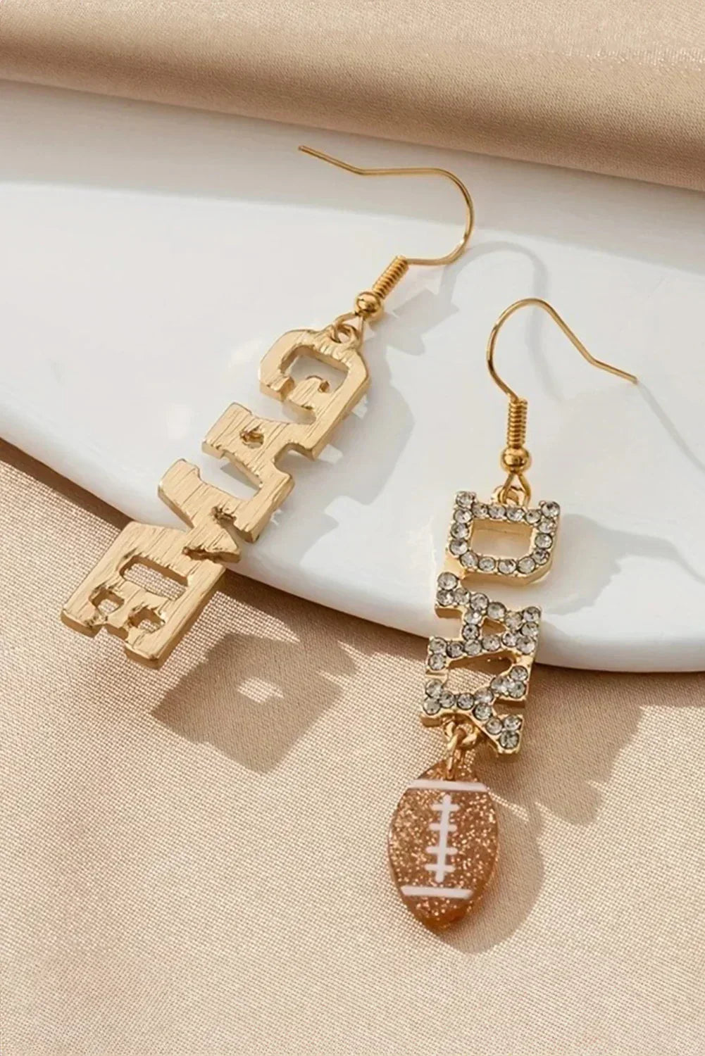 Football Rhinestone Dangle Earrings | Gold Game Day Jewelry - Femstylo