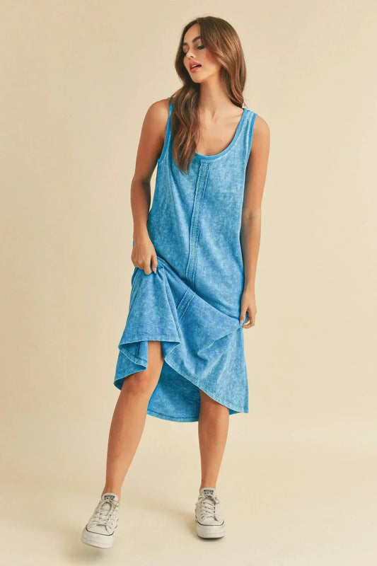 Sky Blue High-Low Scoop Neck Midi Tank Dress – femstylo