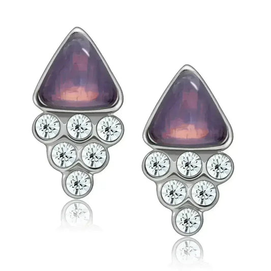 Rhodium Crystal Earrings – Elegant White Metal – Femstylo