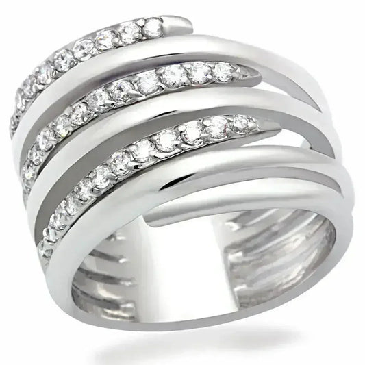 LO2075 Rhodium Brass Ring – AAA Clear CZ Solitaire (Bold & Brilliant)