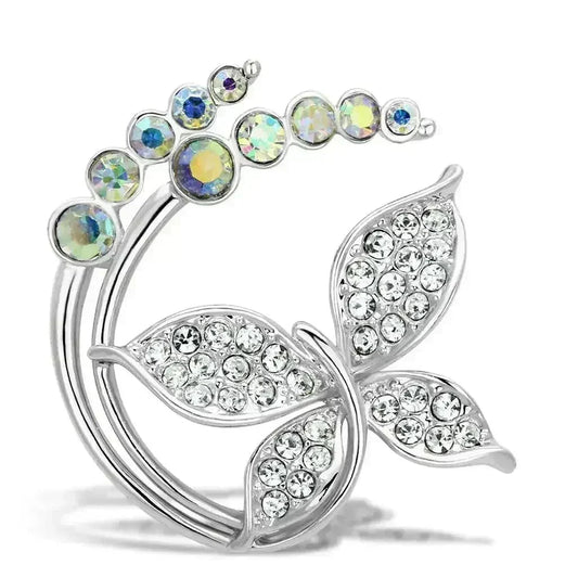 LO2861 - Flash Gold White Metal Brooches with Top Grade Crystal  in