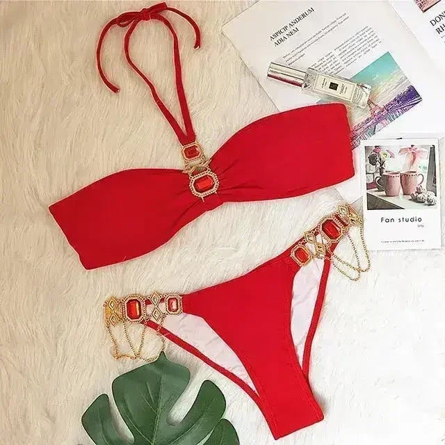 PAYASEN Rhinestone Bikini - Crystal Diamond Swimsuit for Women