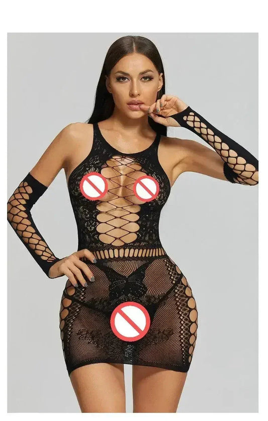 Sexy Lace Fishnet Teddy Bodysuit | Stretch Mesh Lingerie - Femstylo