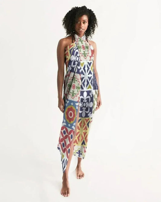 Sheer Swimsuit Cover Up Abstract Print Multicolor