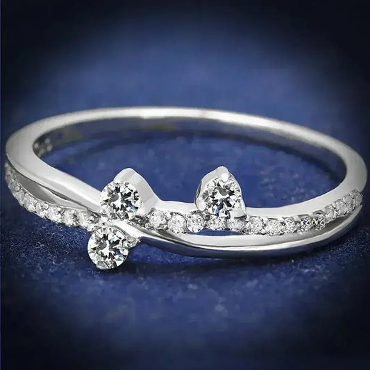 TS581 Rhodium Sterling Silver Ring – AAA Clear CZ Solitaire